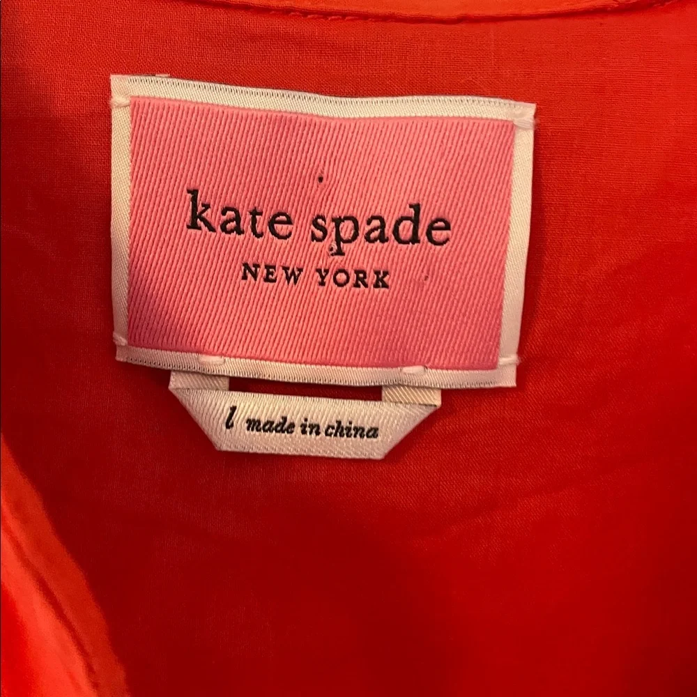 Kate Spade Orange Midi Tie Waist Eyelet 100% Cotton Dress! Size Large